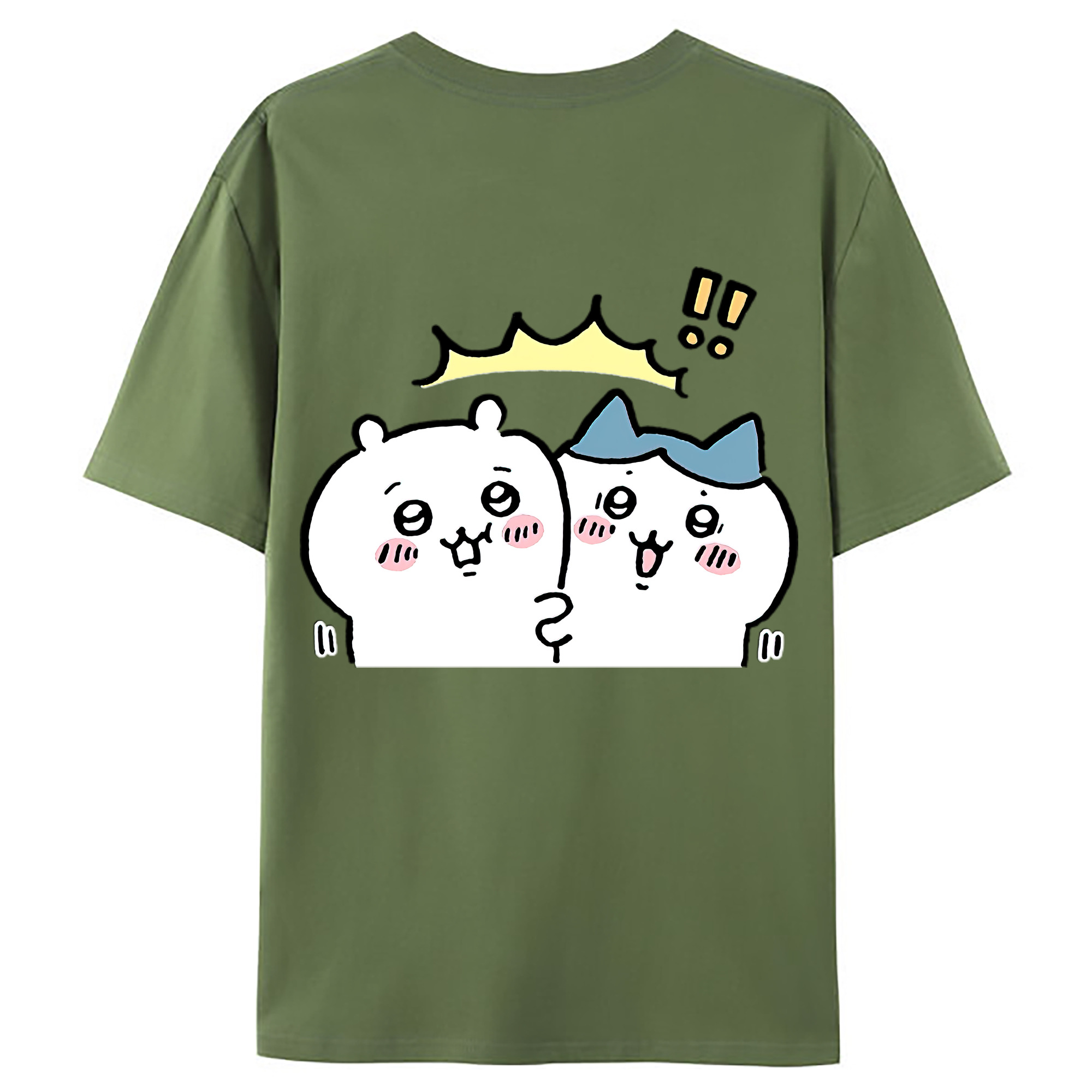（画像用） ちいかわ ハチワレ Chii-kawa hachiware 綿100％ メンズ半袖Tシャツ（バックプリント） 通気性